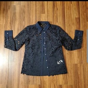 Banana republic, black sheer, women's blouse,black dress shirt, office wear